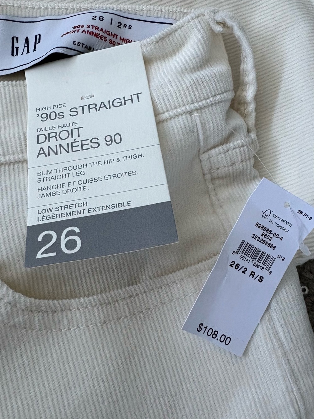 GAP High Rise '90s Straight Jeans - Cream White